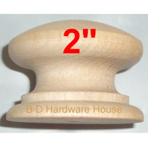 2" - British Knob Wood Cabinet Pulls / Drawer Knobs with screw