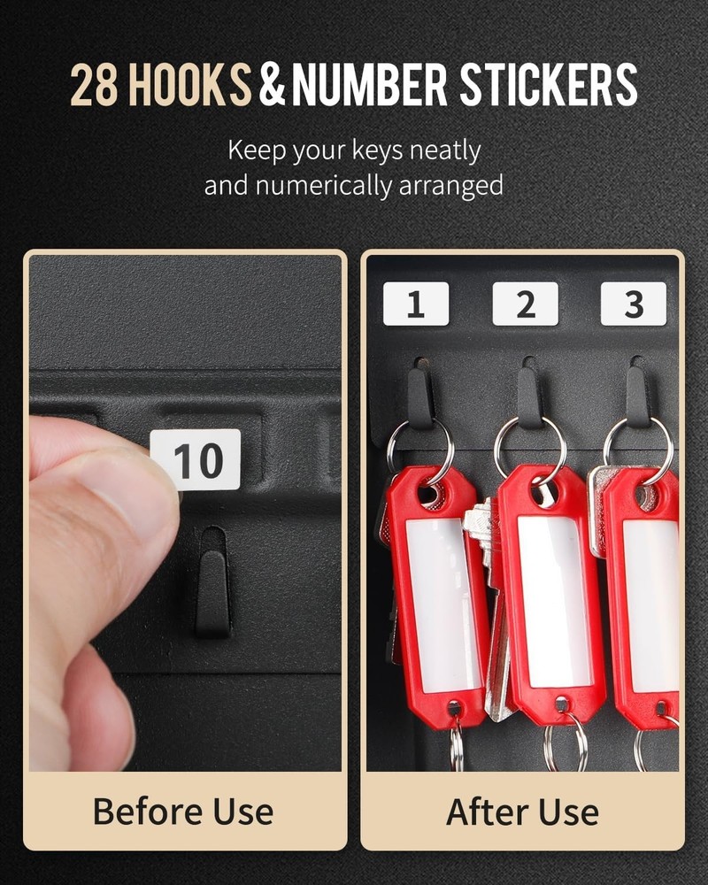 Combination Lock Resettable Digital Security Storage Box Steel Key Organizer
