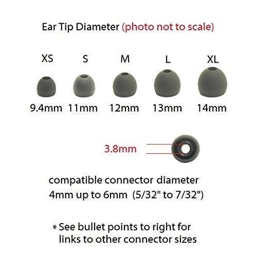 6 Pr Black Extra Large Ear Tips Earphones Plus Replacement Large,