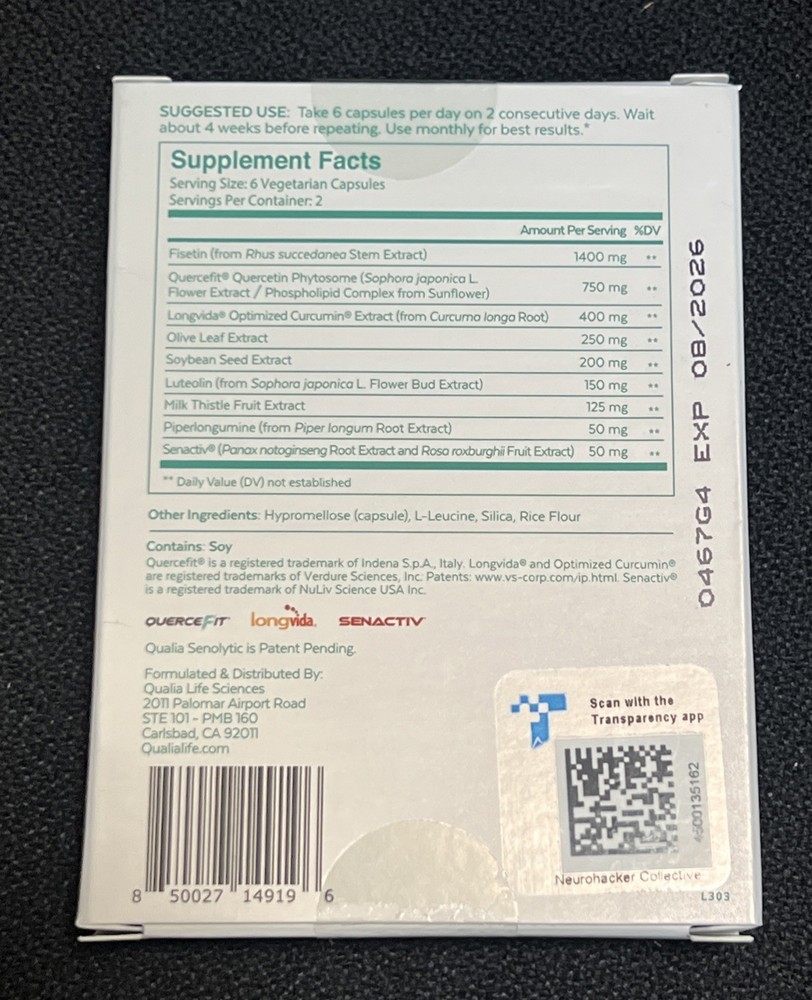 QUALIA Senolytic, Optimized Aging * 12 Capsules