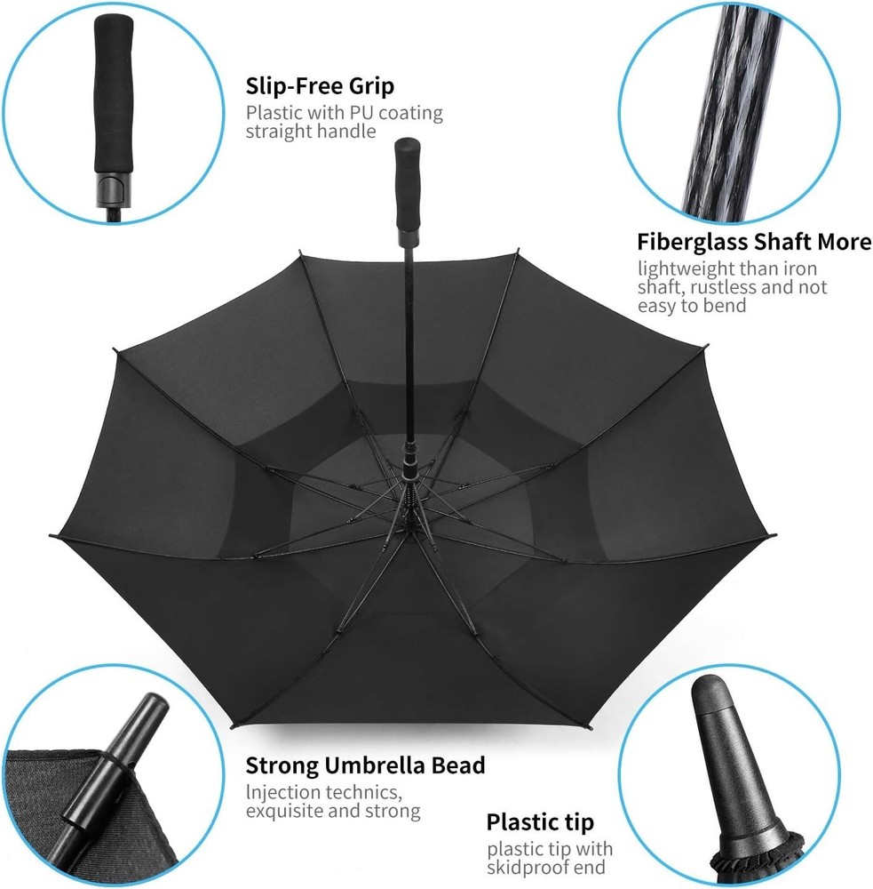 Extra Large Automatic Golf Umbrella, 62-72 In, Windproof & Waterproof Protection