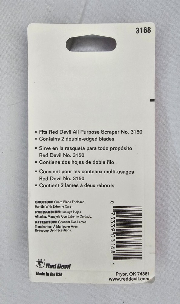 Red Devil 3168 Replacement Double-Edge Scraper Blade 2 Pack, 2.5 Inch