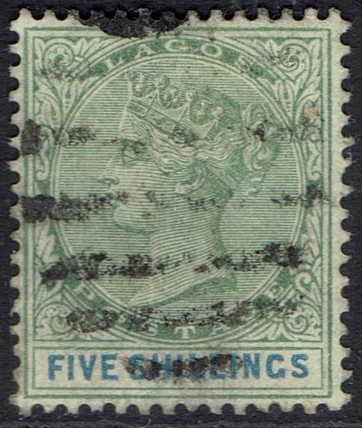 LAGOS 1887 QV 5/- USED