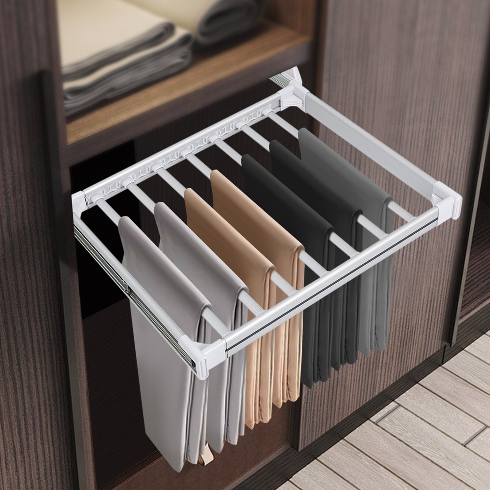 Pull Out Trousers Rack Retractable Wardrobe Pants Closet Pants Rack Load 30kg
