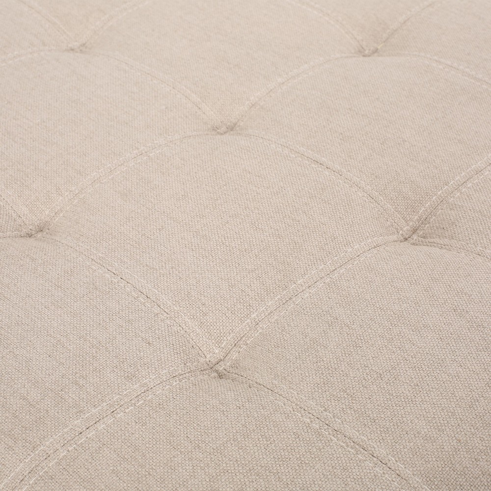 Upholstered Tufted Fabric Storage Ottoman, Wheat