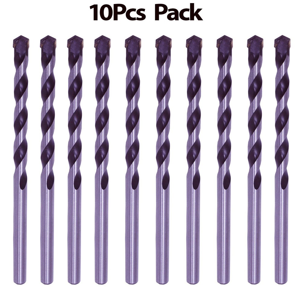 10Pcs 1/8" Masonry Drill Bit Set Carbide tip Black/White Stone Bricks Concrete