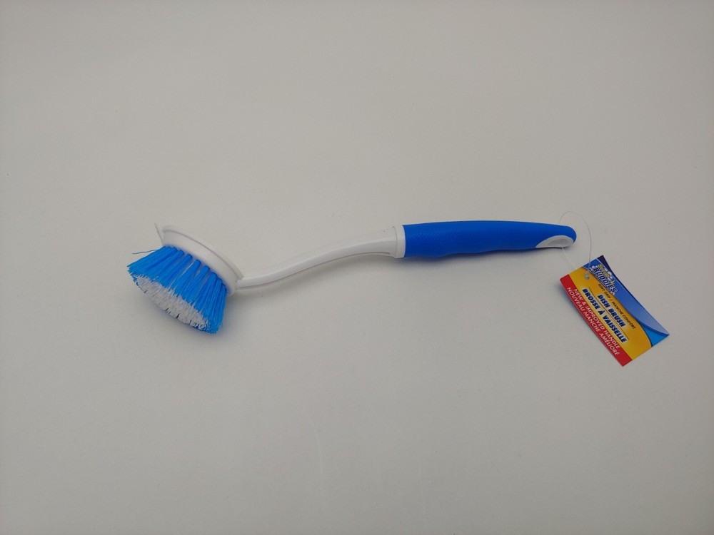 Plastic Bristle Scrub Brush Cleaning Dishwashing, Scraping Edge, Grip Handle