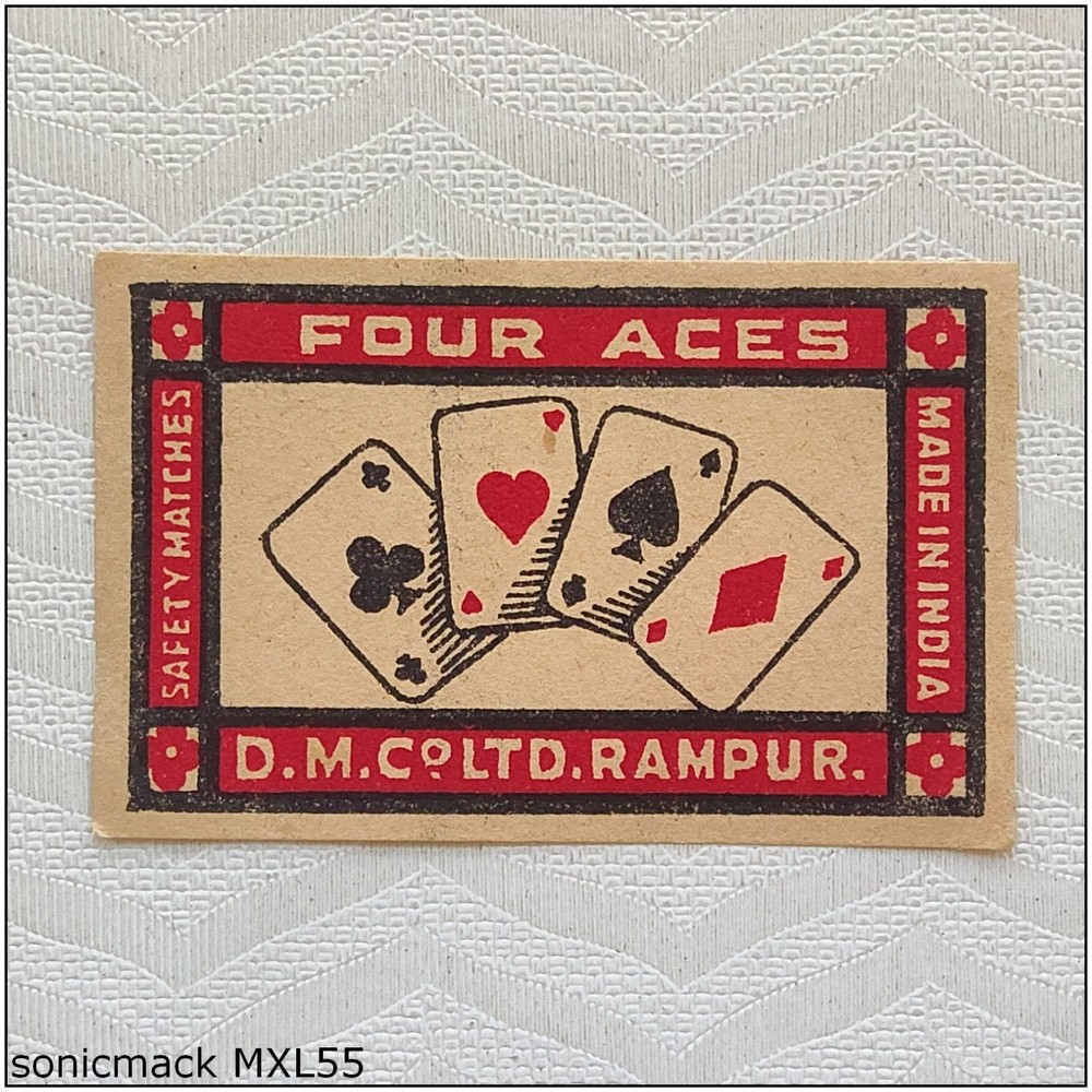 Four Aces India Matchbox Label (B) (MXL55)