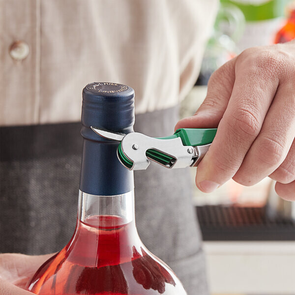 Acopa Waiter's Corkscrew with Green Metal Handle