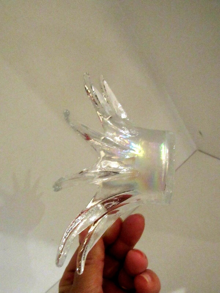 *Iridescent Clear Glass Candle Holder PAIR