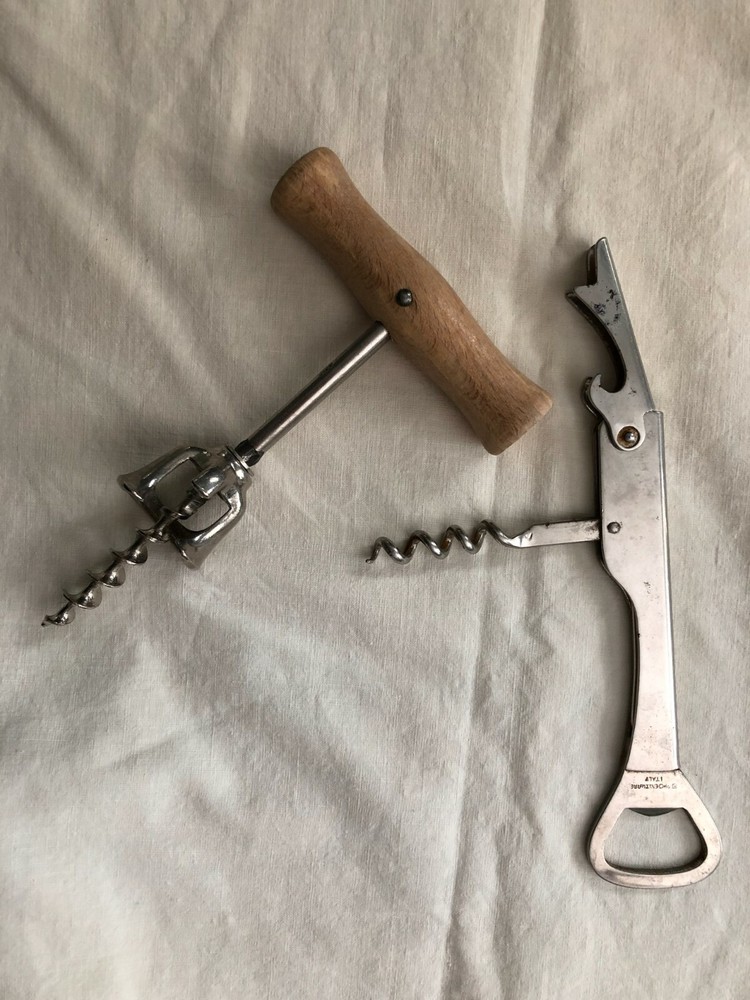 Set 2 Italian Phoenix Ware Openers - Wine Key; Self-Pull Corkscrew w Cap Lifter