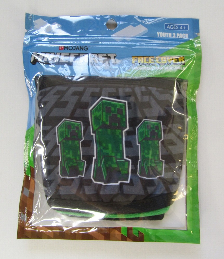 Mojang Minecraft Kids Face Cover 3 Pack