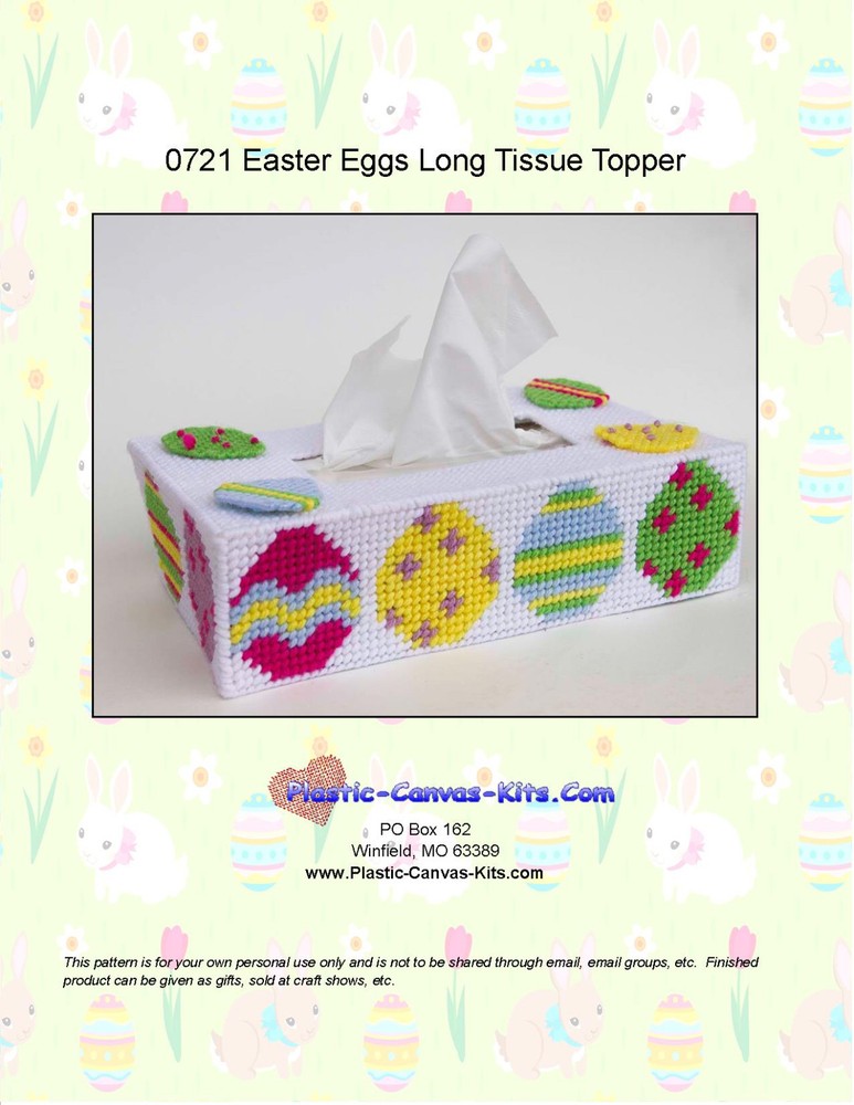 Easter Eggs Long Tissue Topper-Easter-Plastic Canvas Pattern or Kit