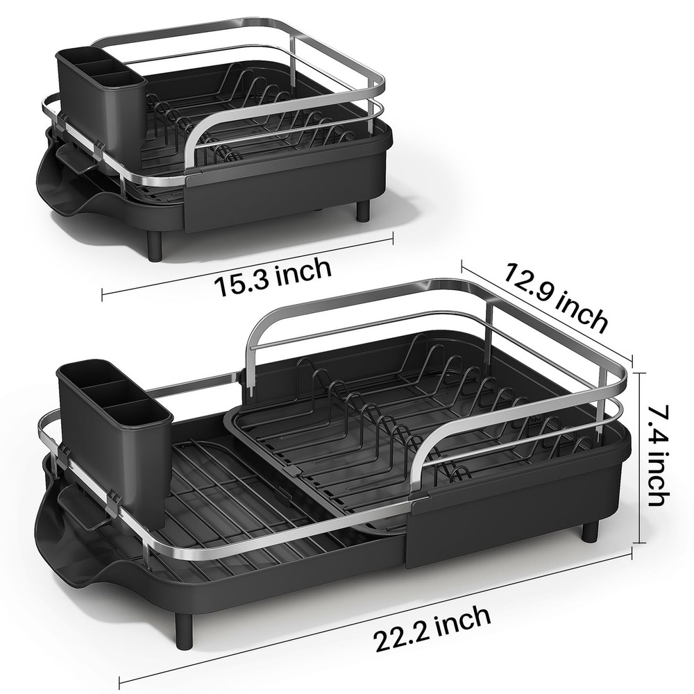 Dish Drying Rack - Expandable Dish Rack for Kitchen Counter, Rust-Resistant D...