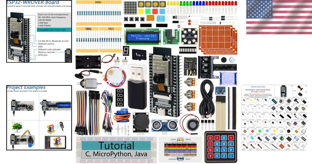 Dual-Core 240 MHz Microcontroller Kit: 122 Projects, WiFi & Bluetooth Included