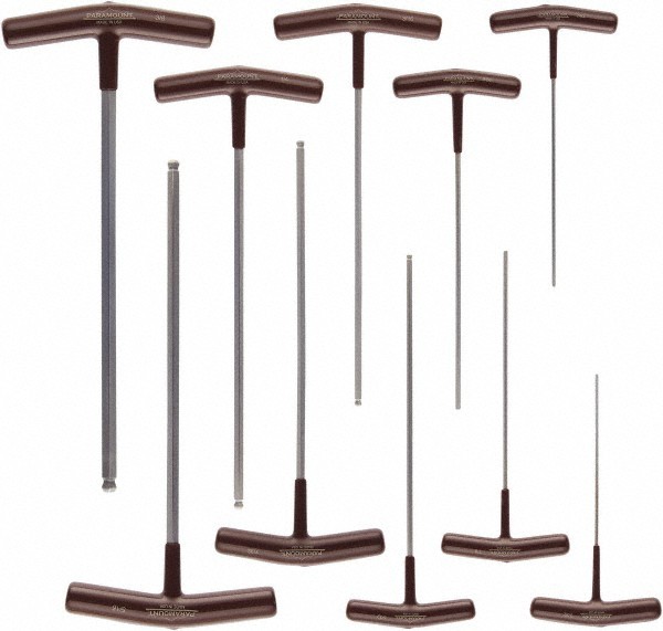 Paramount 10 Piece T-Handle Cushion Grip Ball End Hex Key Set Hex Range 3/32 ...