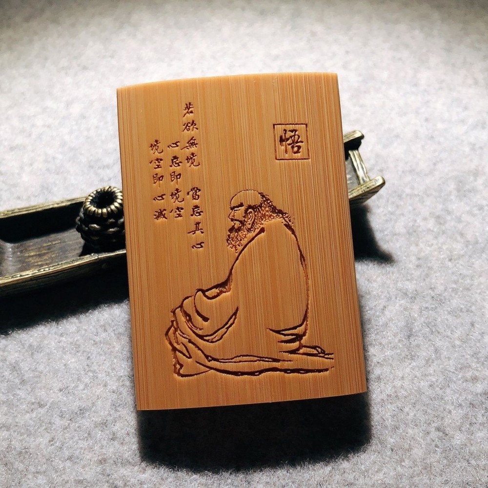 Premium Solid Bamboo Dharma Carving Handheld Wenwan Piece