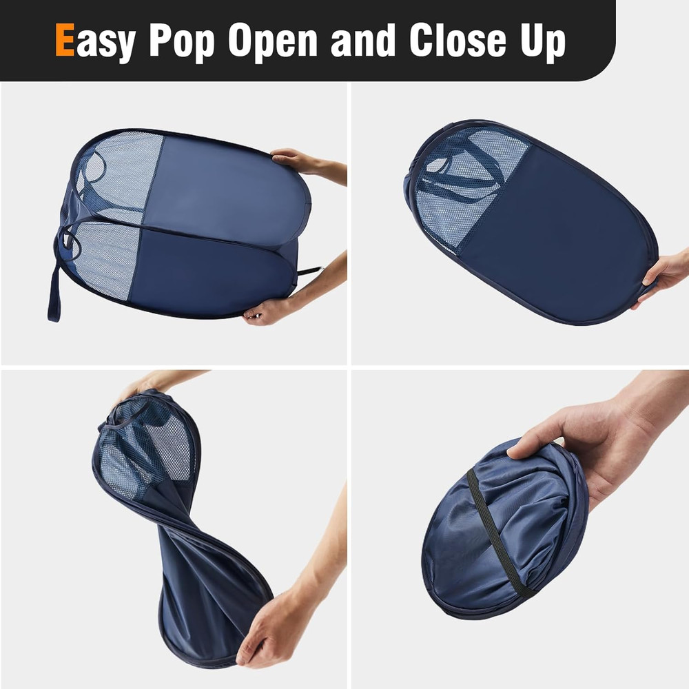 Pop up Foldable Laundry Basket, Mesh Laundry Hamper with Reinforced Handles for
