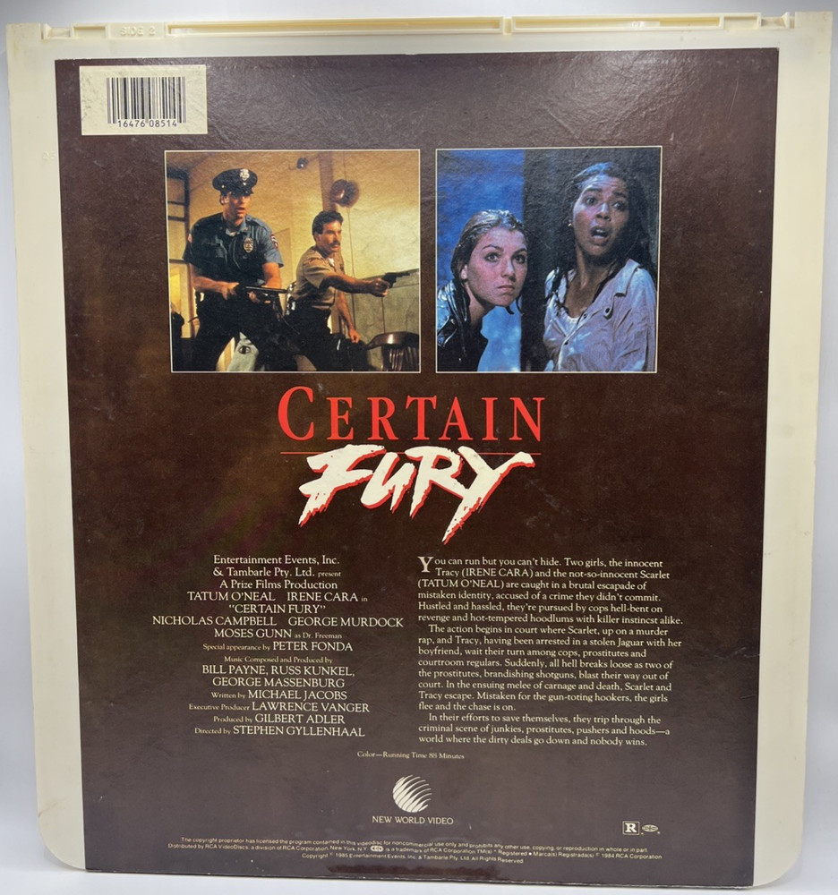 Certain Fury RCA CED Videodisc Selectavision 1985
