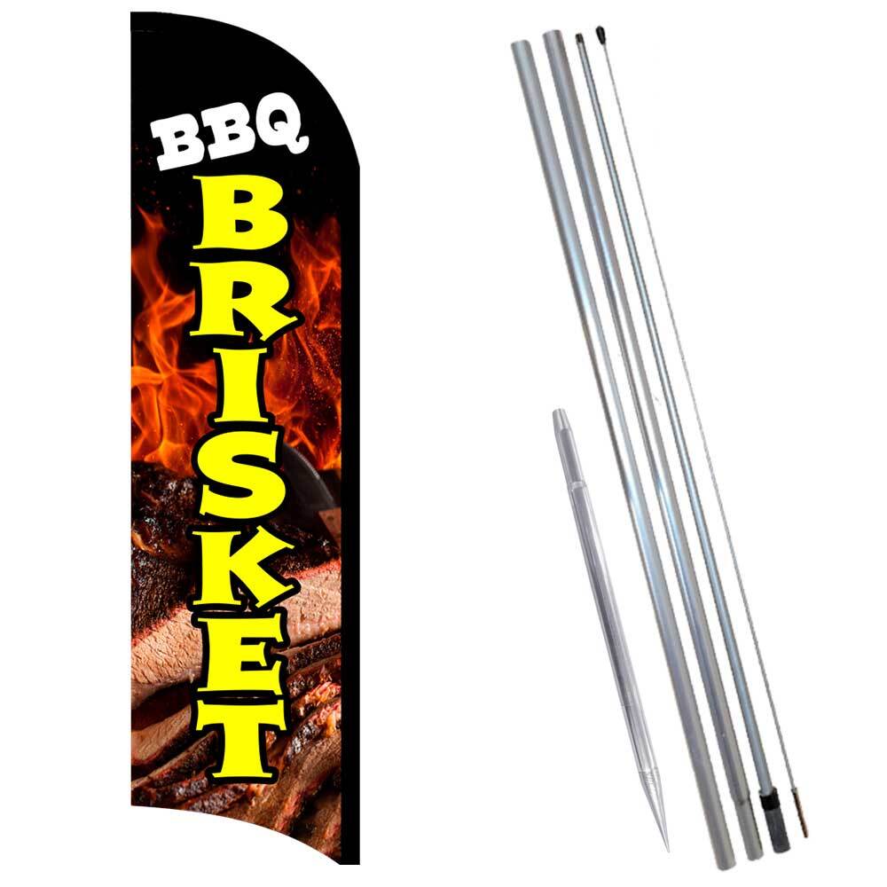BBQ Brisket Premium Windless Feather Flag Bundle (Complete Kit) OR Optional Rep
