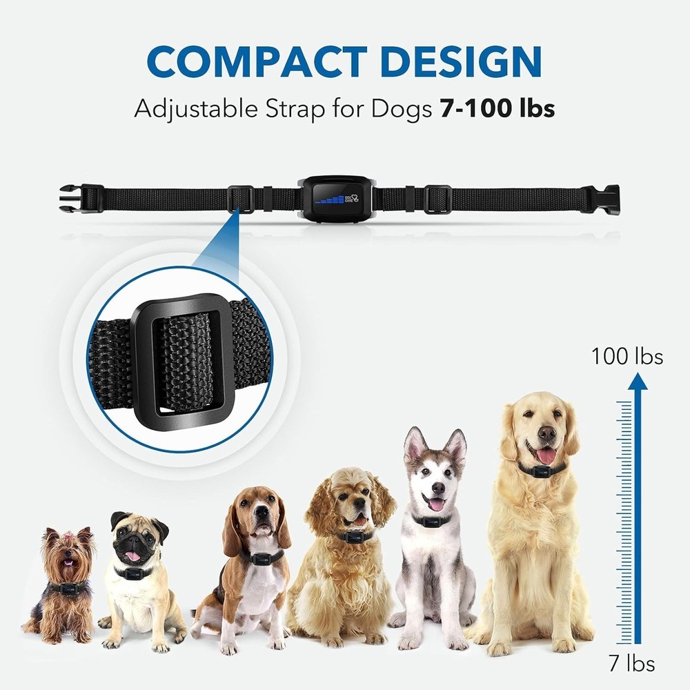 Intelligent Bark Control Collar - Vibration & Shock Modes, Waterproof Design