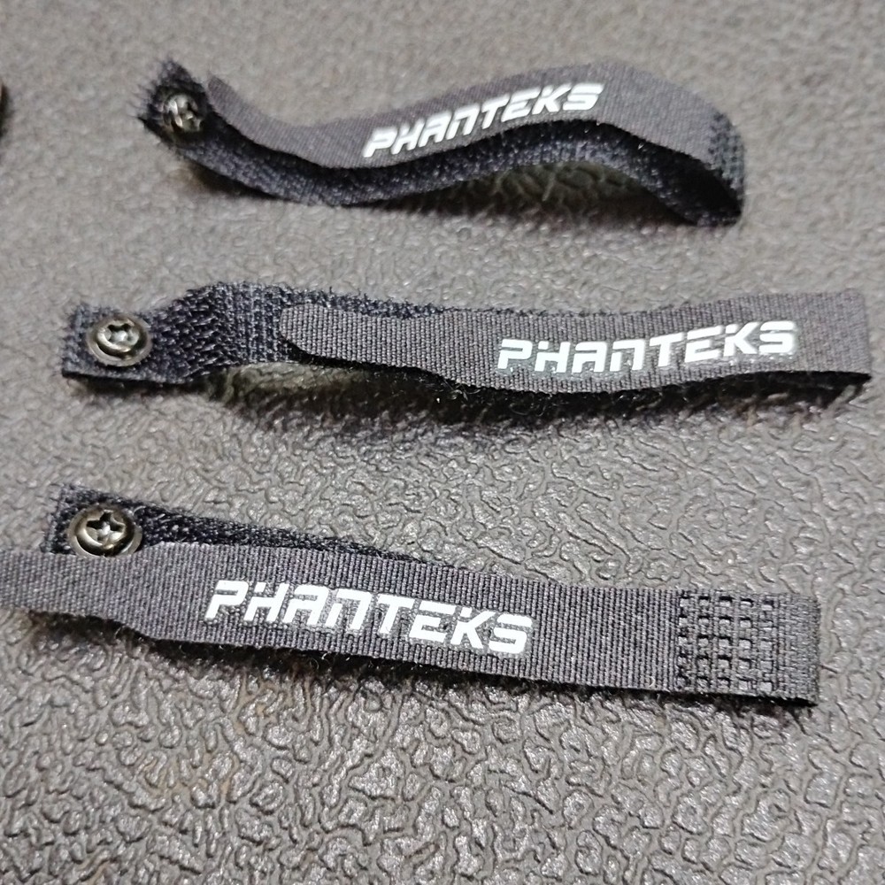 Phanteks Custom Gaming Computer Black Hook & Loop Wire Straps with Grommets