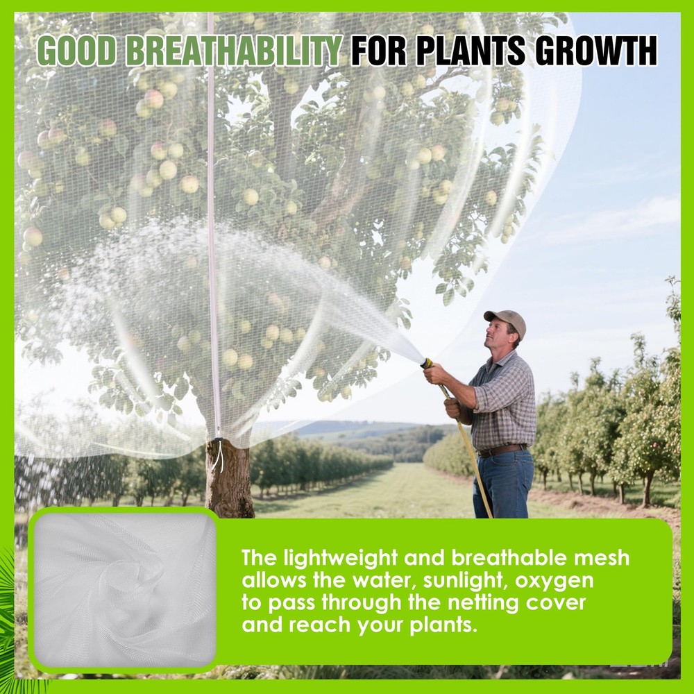 12.6 * 12FT Large Fruit Tree Netting, Tree Nets for Fruit Trees with Zipper a...