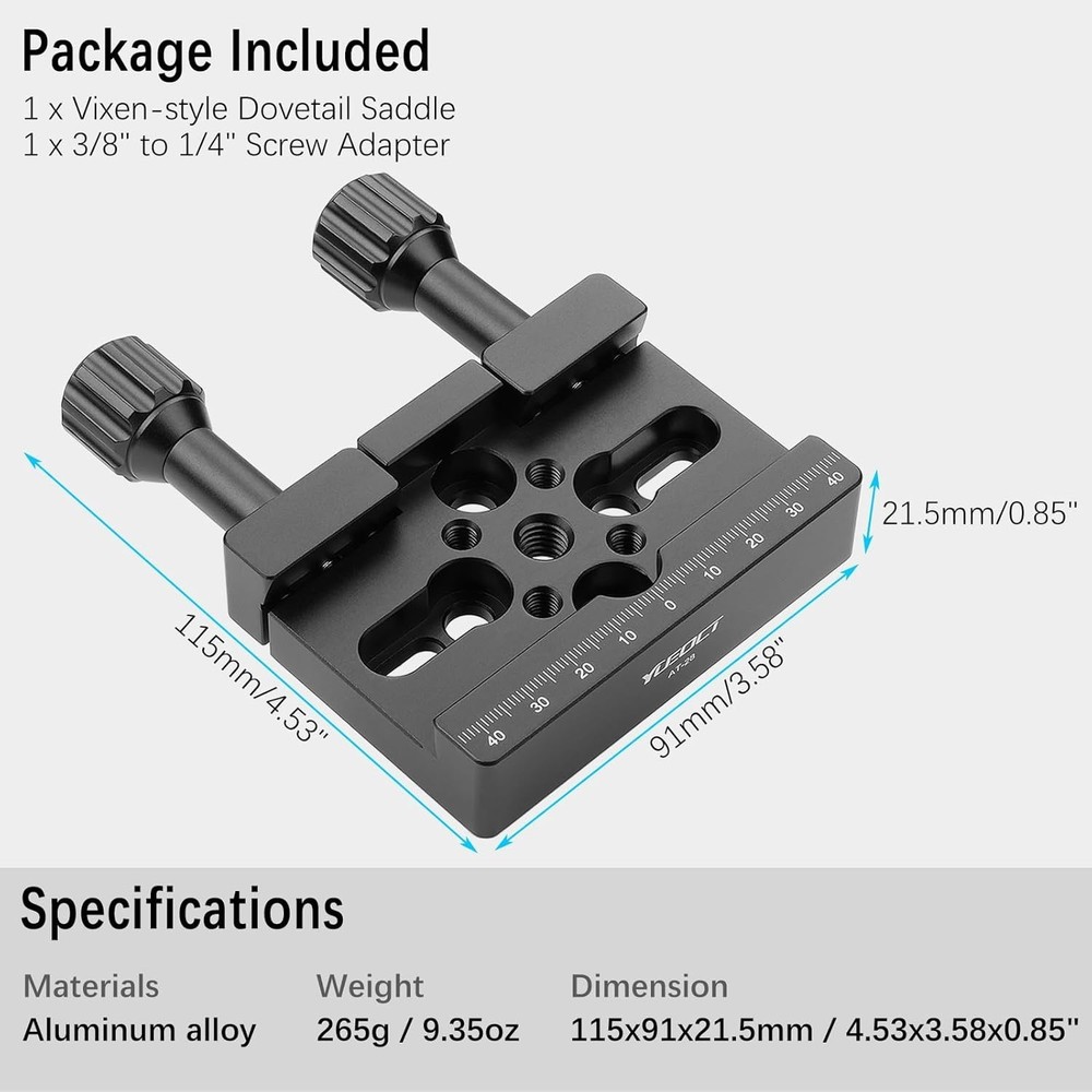 Vixen-style Dovetail Saddle Clamp Mount Base Replacement
