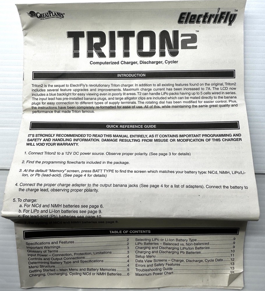 Electrifly Triton 2 Computerized RC Multi Charger Full Tested CLEAN - GPMM3153
