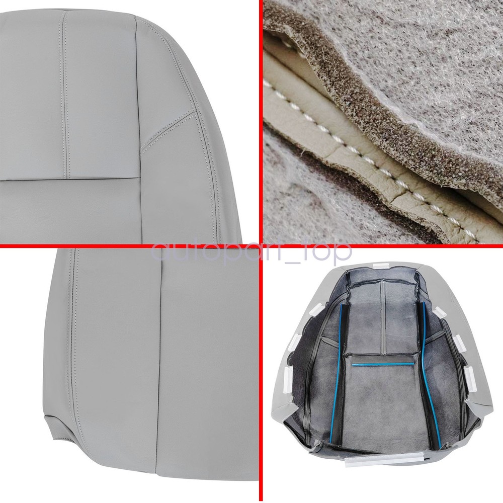 For 2007-2014 Chevy Silverado Both Side Gray Leather Bottom-Back Seat Cover&Foam