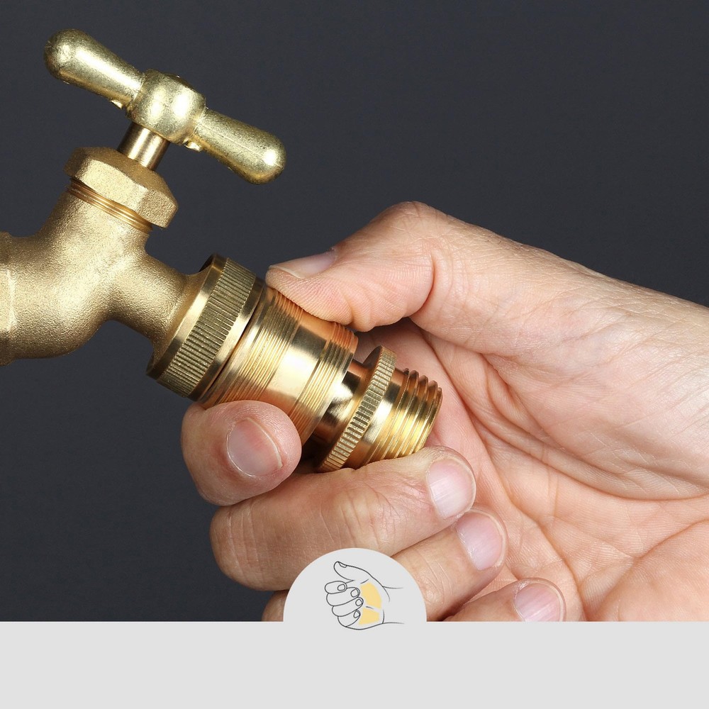 Quick Connect Garden Hose Fitting, ¾ Inch Solid Brass, 200 Psi, Gold