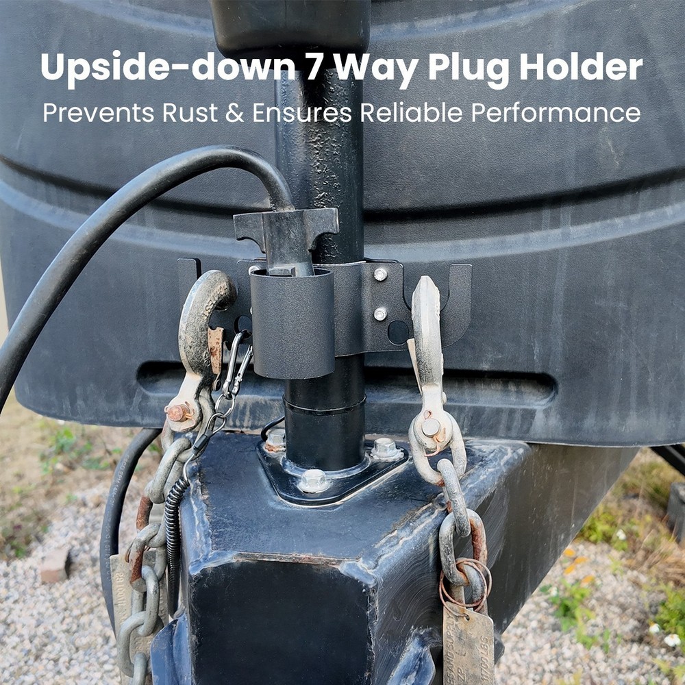Aluminum Trailer Chain Holder 7-Way Plug Organizer 2” /2-1/4” Camper Tongue Jack