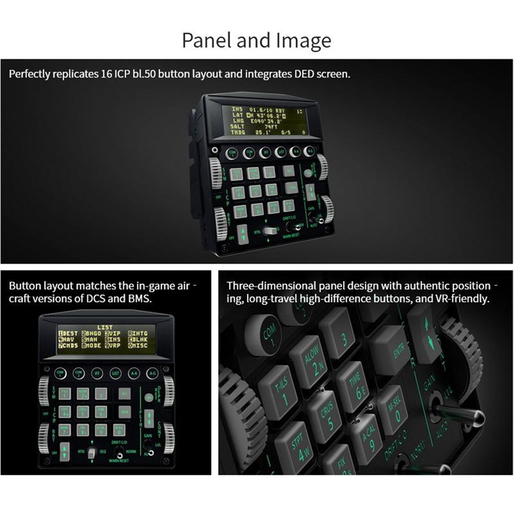 WINWING DCS ICP Flight Control Panel 16-Series Front Panel with 4.58" DED Screja