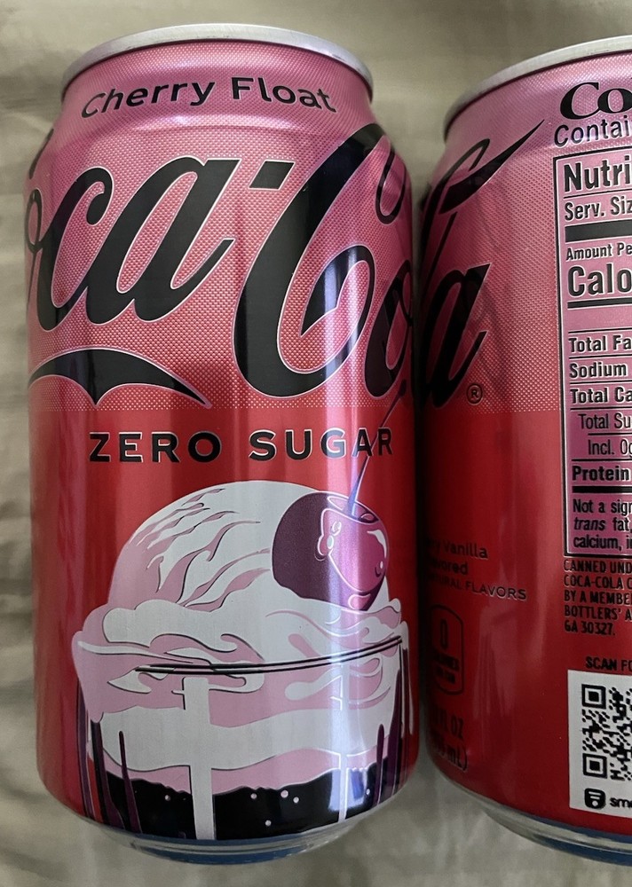 2 FULL 2026 COCA-COLA CHERRY FLOAT 12 OZ ZERO SUGAR SODA CHERRY VANLLIA FLAVORED