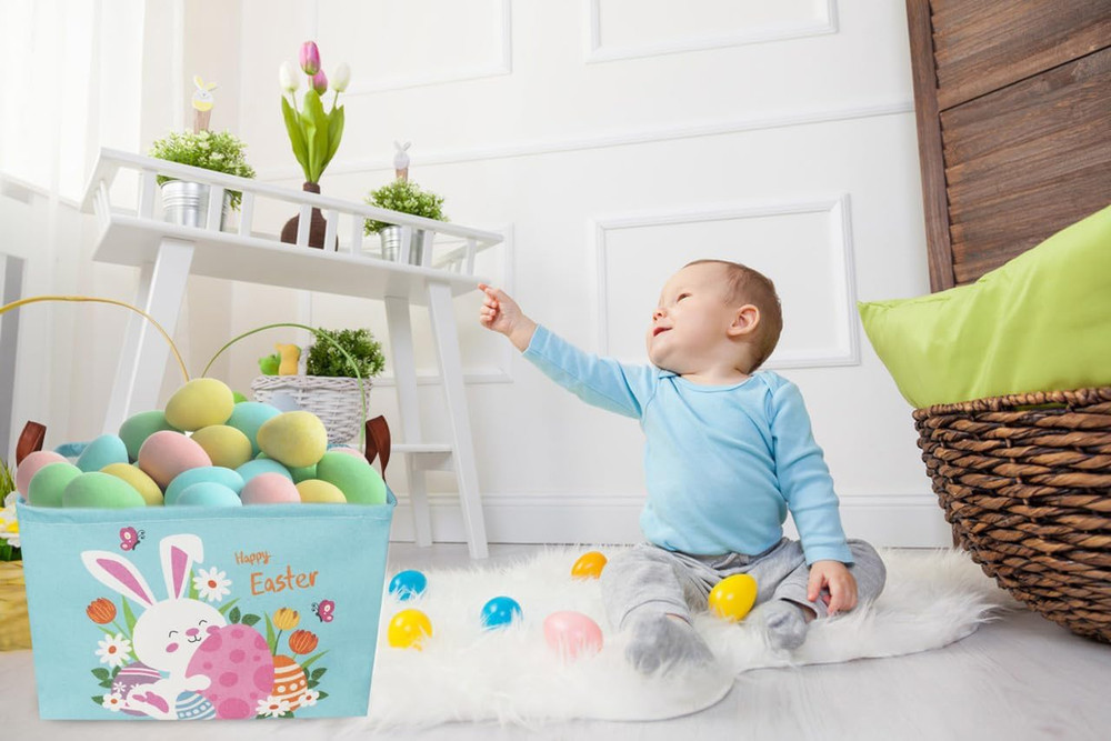 Rectangular Easter Baskets, Easket Basket for Kids.Bunny Easket Basket with Hand