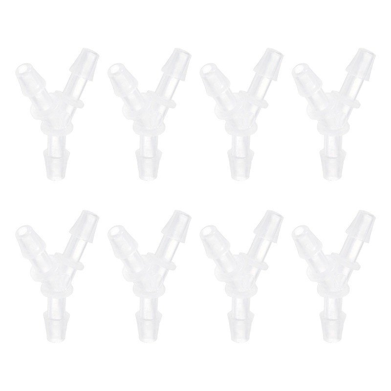 8pcs Plastic Barb Fitting, 1/8"x1/8" Y Shape Tee Pipe Fitting, Clear
