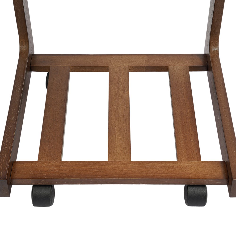 Modern C-shaped Rubber Wood End Table Small Side Table End Table with Wheels