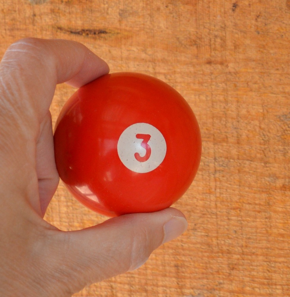 Vintage Pool Ball No. 3 Solid Red Replacement Re-purpose