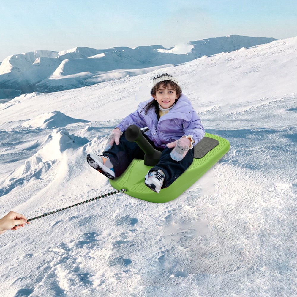 Sledding Snowboard Sled Snow Board Tool w/ Handle & Pull Rope for Kid Winter Fun