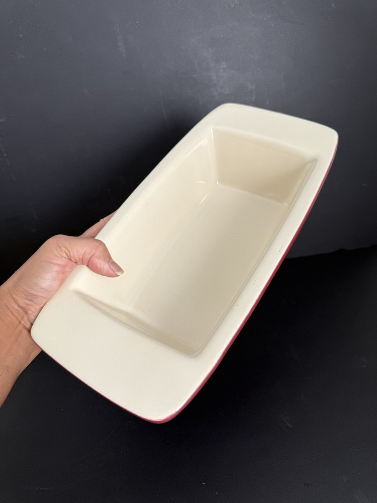 KITCHENAID 1 QUART LOAF PAN MAROON/CREAM CERAMIC STONEWARE EUC!