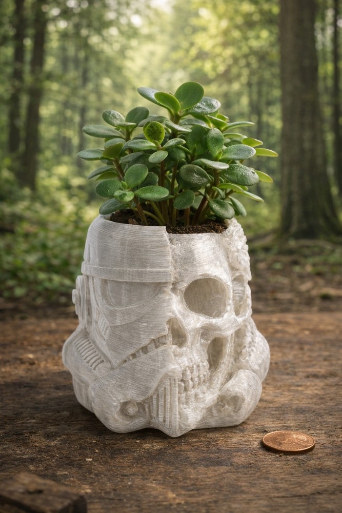 Sci-Fi Skull Helmet Planter - Hand-Finished Resin