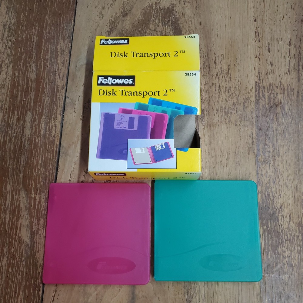 Fellowes Disk Transport 2 Partial Pack (2) Floppy Disk Holders  New from 1998