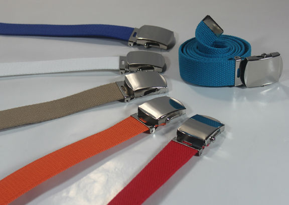 NEW ADJUSTABLE 52" INCH ASSORTED CANVAS GOLF WEB UNIFORM BELT CHROME BUCKLE
