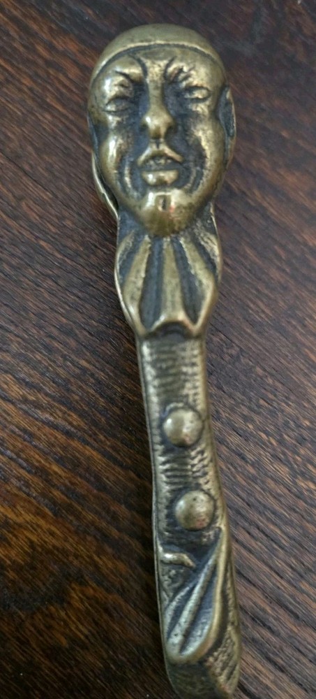 Vintage Solid Brass Clown Face Nutcracker, England