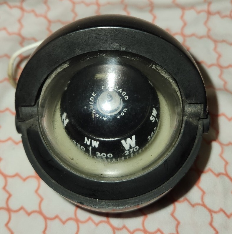 Vintage Airguide Boat Compass Chicago Marine Back Lighted Untested