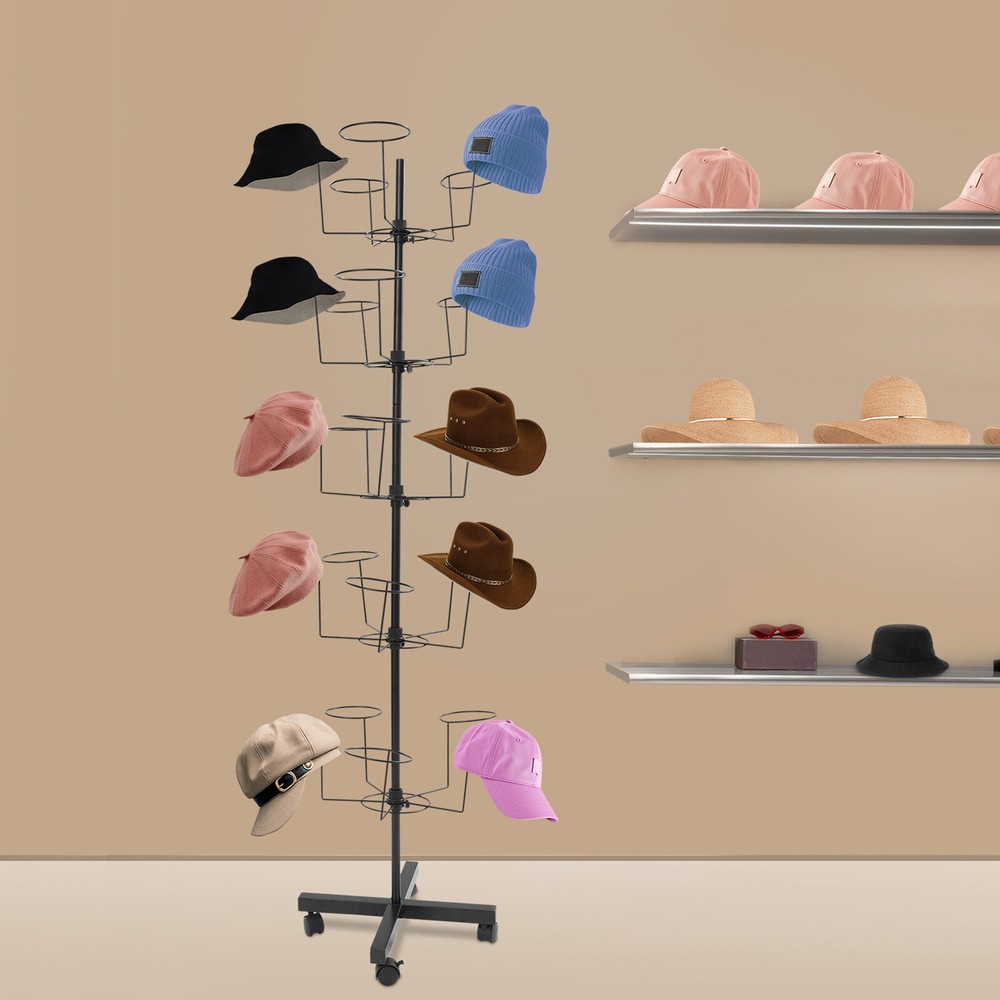 Freestanding Hat Display Stand with 25 Hooks – Durable Iron Storage Solution