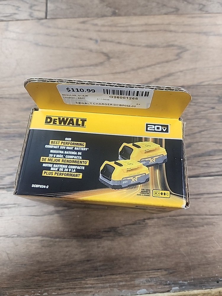 DEWALT DCBP034-2 20V POWERSTACK Compact Li-Ion Battery (Pack of 2)