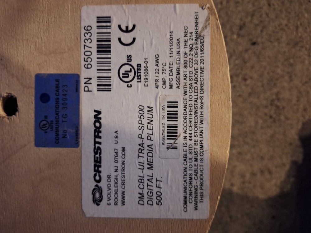 Crestron DM-CBL 500ft ft. Spool - Open Box See Desc