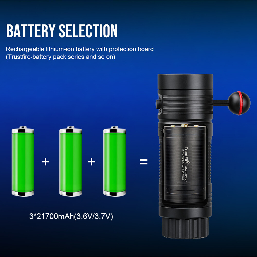Trustfire DF50S Kit 6500LM TypeC Diving Light Scuba Flashlight 70M Waterproof
