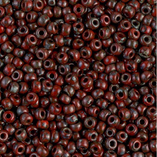 Miyuki Seed Beads 8/0 - Opaque Red Picasso